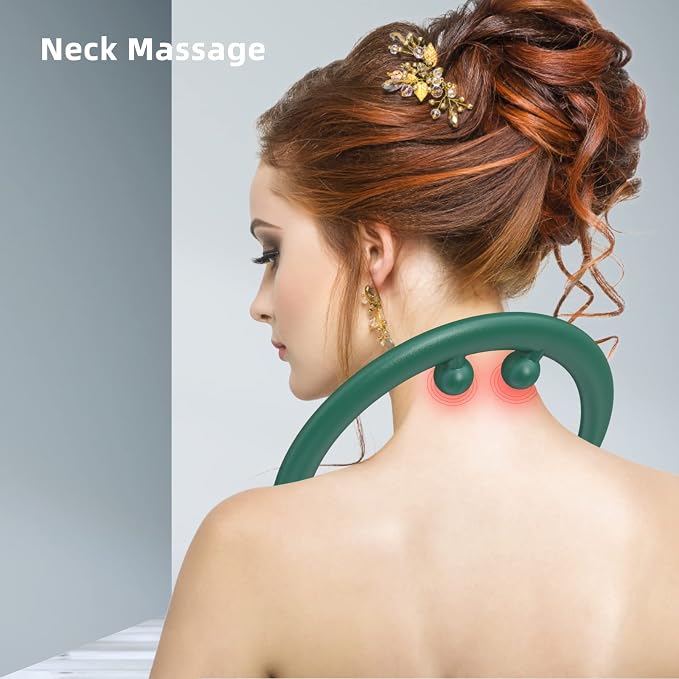 Back and Neck Massager - Greeen | for Trigger Point Fibromyalgia Pain Relief and Self Massage Hook Cane Therapy