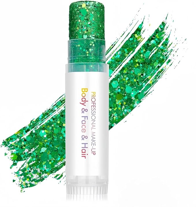 Body Glitter, Sequins Hair Glitter Face Paints, Holographic Neon Outfit Singer Concert Music Rave Festival Accessories Body Glitter Gel（Green）