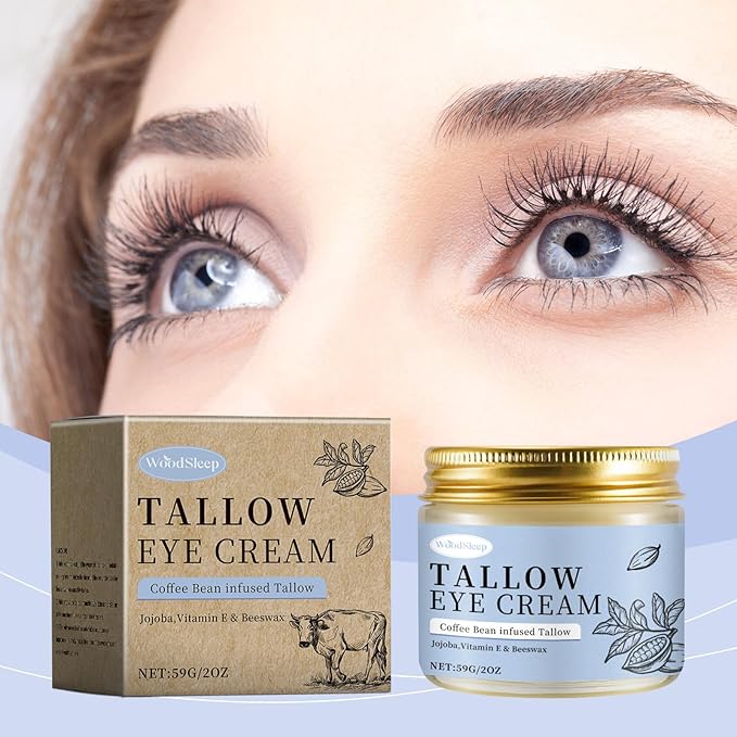 Soelegant Coffee Beef Tallow Eye Cream for Dark Circles, Beef Tallow for Skin Caffeine Eye Cream, Organic Grass Fed Beef Tallow Eye Treatment Reduce Puffiness Anti-Aging Under Eye Cream