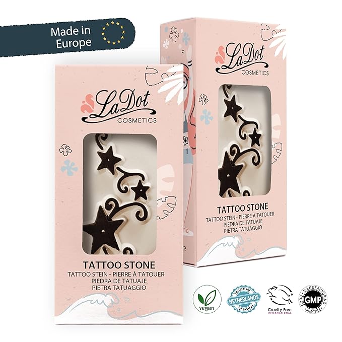 LaDot Temporary Tattoo Stamp– Easy-to-Use Reusable Ceramic Skin Stamp for Creating Custom Temporary Tattoos – Fun Body Art Tool for Parties, Events, and Festivals (Tribal Stars, Medium)