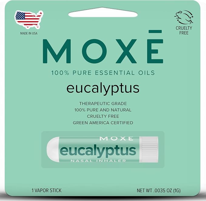 MOXĒ Eucalyptus Essential Oil Nasal Inhaler, Sinus & Congestion Relief, Daily Relaxation, Stress Relief, Therapeutic No-Mess Aromatherapy, Pure and Natural, Made in USA (1 Pack)