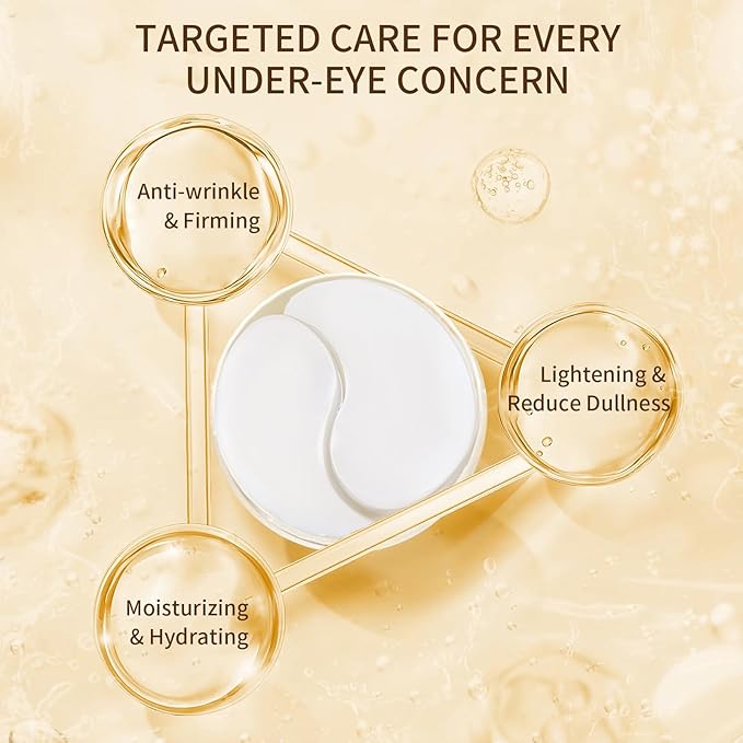 Collagen Eye Mask 60 Pairs - Milk Protein & Hyaluronic Acid Eye Patches for Dark Circles, Puffiness, Wrinkles - Hydrating Under Eye Treatment with Niacinamide & Aloe Vera - Cruelty Free Skincare