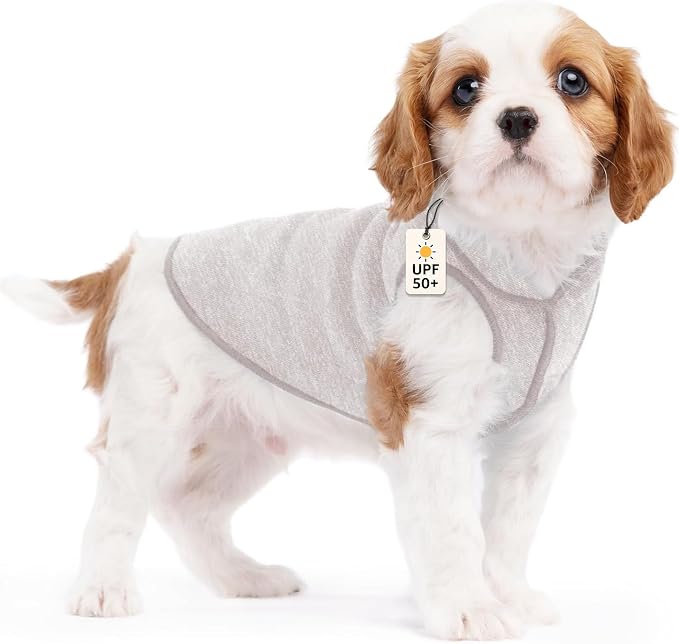 Goldpaw Dog Sun Shirt with UV Protection - Lightweight, Cooling Sun Protection Clothing for Dogs - Reduce Heat Absorption - Pet Clothes Made in the USA - Machine Washable - Size 4 - Pebble Grey