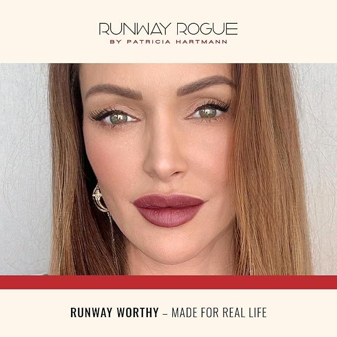Runway Rogue Velvet Glam Liquid Lipstick, Almost-Matte Light Hazelnut-Brown Lipstick, ‘No Flash’
