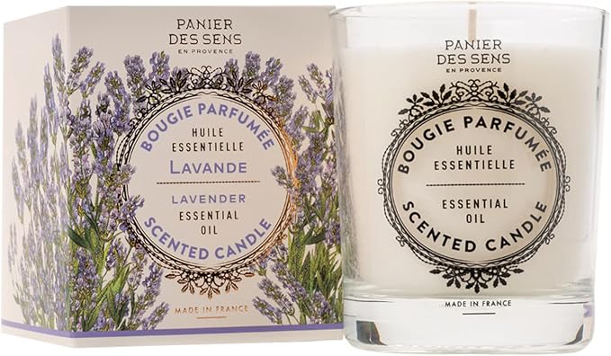 Panier des Sens Lavender Long-Lasting Scented Candle, 6.3 oz | Hand-Poured In Provence | Up To 55 Hours Burn Time | 100% Natural Cotton Wick | Long-Lasting French Home Fragrance