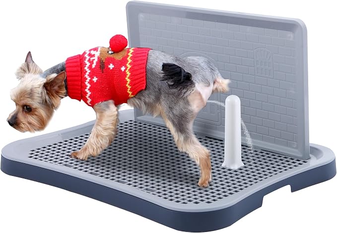 Pee Pad Holder, Indoor Potty Tray for Puppy and Small Size Dog with Pee Wall, Non-Skid Feet, 20x15.4x1.4 inch (Medium)