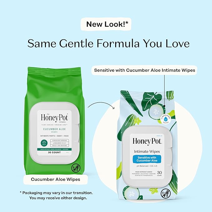 The Honey Pot Company - Feminine Wash & Feminine Wipe Bundle - Includes Ph Balance Feminine Wash and Wipes for Women - Herbal Infused Feminine Care Products - Cucumber Aloe