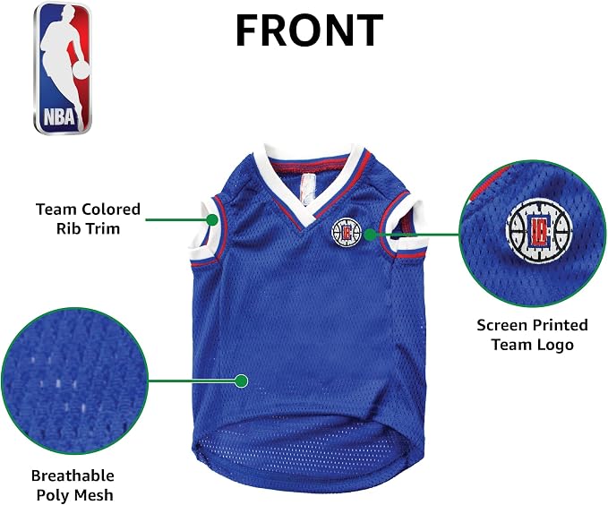 Pets First NBA LOS ANGELES CLIPPERS DOG Jersey, X-Small - Tank Top Basketball Pet Jersey