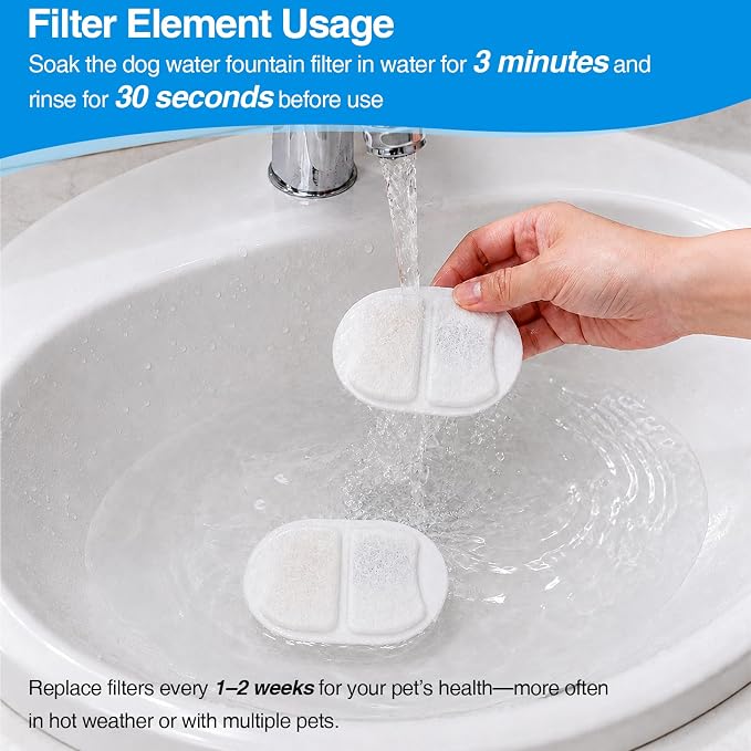 MISFANS Ceramic Dog Water Fountain Filters, 36-Piece Replacement Set | 12 Filters, 12 Pre-Filter Sponges, 12 Pump Sponges, Multilayer Media, Fits MISFANS 4L Ceramic Fountains, 3-4 Month Supply
