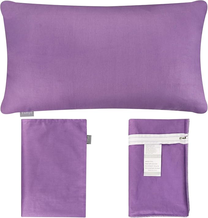 Thmyo 4-Pack 100% Cotton Lumbar Comfortable Solid Decorative Throw Pillow Case, Rectangle Cushion Cover Pillowcase Sublimation Blank Pillow Covers DIY Throw Pillowcase(12x20inch/30x50cm, Purple)