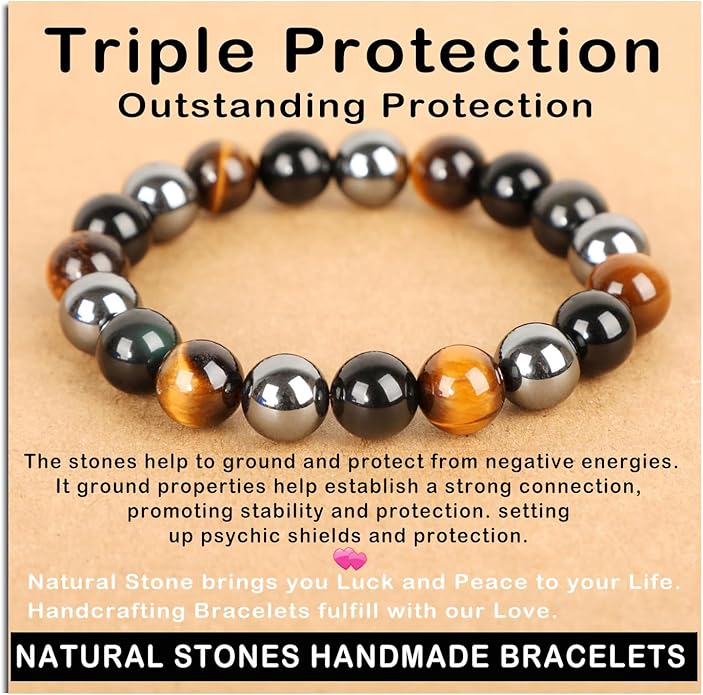 AD Beads Handmade Gemstone Stretch Elastic Bracelet Crystal Healing Reiki Nature's Beauty and Spiritual Essence Unisex
