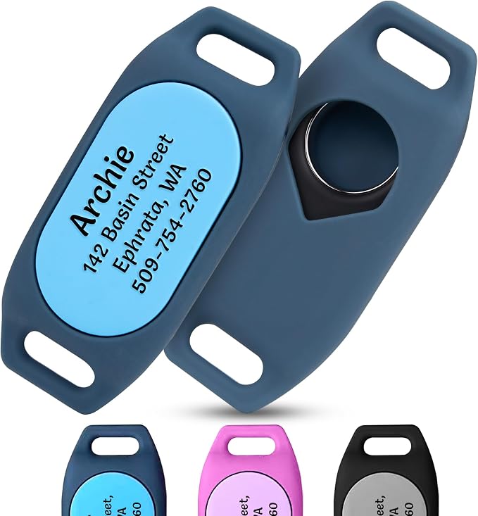 GoTags Designed for Samsung SmartTag2 Personalized Dog Collar Holder, ID Case for Pet Collar, Up to 4 Lines of Custom Text, Slide On Tag for GPS Dog Tracker, Compatible with Android (SmartTag2, Small)
