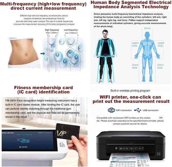 Intelligent Body Scanner,Bioimpedance Analysis Machine,Full Body Composition Scanning System,High Definition Touch Monitor,Premium Health Monitor for Home Fitness Management