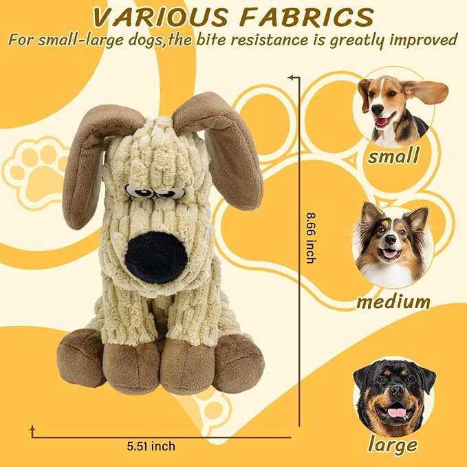 Squeaky Stuffed Dog Toys, Chew Dog for Large Medium Small Breeds