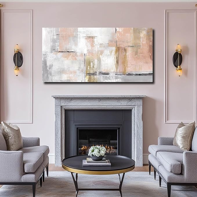 SOUGUAN Large Abstract Canvas Wall Art Modern Wall Decor Pink Art Posters 29"x58" Home Decorations for Living Room Artwork for Office