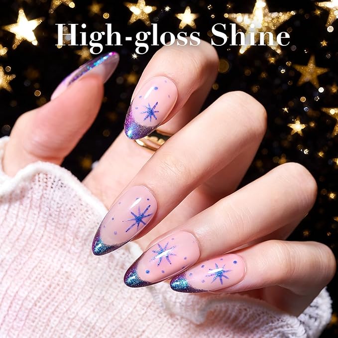 AZUREBEAUTY Chameleon Nail Polish no Gel Holographic Rainbow Glitter Natural Quick Dry Toenail Polish High Shine DIY Salon Home