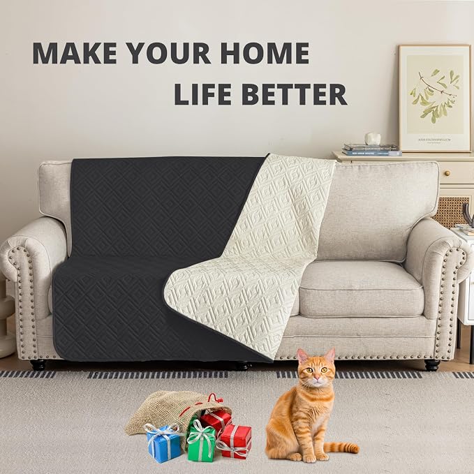 2026 Waterproof Bed Sofa Blanket (68"x82") Comfy Couch Sofa Mat for Dog Pets with Anti-Slip Back, Universal Incontinence Lightweight Liner Pad for Furniture Car Picnic etc Durable Washable, Black