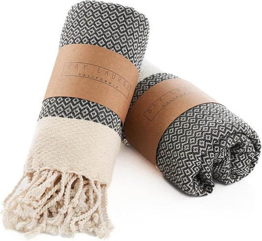 BAY LAUREL Turkish Hand Towel – Pack of 2 | Soft & Absorbent Decorative Towels for Bathroom, Hand, Face, Hair, Gym, Yoga, SPA, Kitchen & Tea (Dark Army Green, Diamond 15x26 Inches (Set of 2)