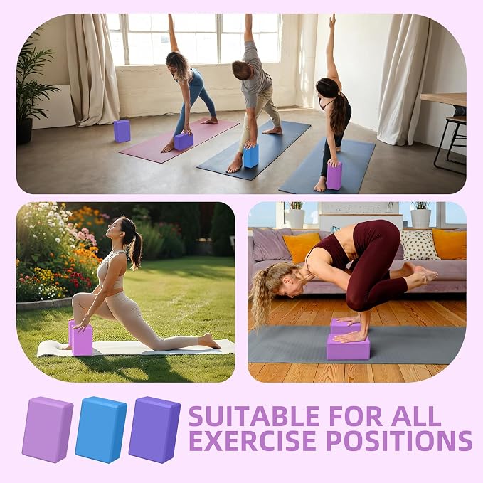Large Foam Yoga Block 1 Pack, 9x6x4 Sturdy Pilates Block, Workout Block, Non Slip Surface Yoga Brick for Pilates Meditation, Stretching and Toning