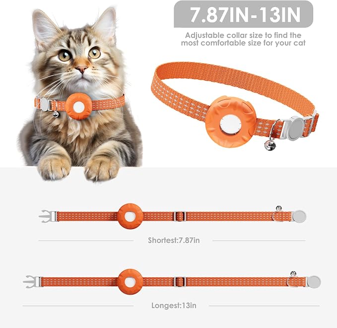 GPS Tracker for Cats, Mini Cat Tracker, Pet Tracker No Monthly Fee, Compatible with Apple Find My(iOS Only), Anti-Lost, Finder Tag for Cars, Pets, Kids, Items, Orange
