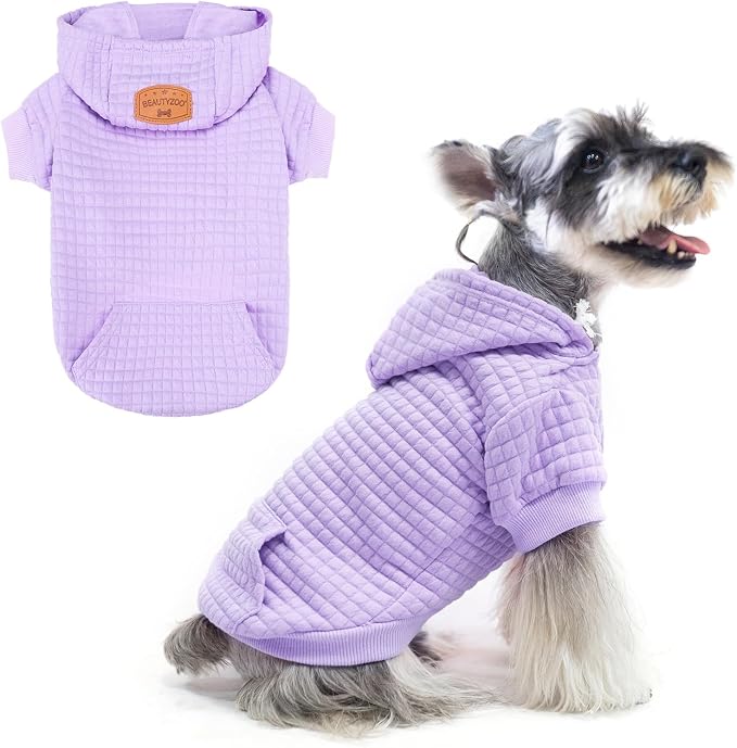 BEAUTYZOO Dog Hoodies Sweater for Medium Dogs, Waffle‑Like Laminated Coat | Warm Dog Sweatshirt with Pocket & Leash Hole, Pullover Clothes for Girl Boy Dogs, Stretchy & Easy‑On‑Off, Bulldogs Pitbulls