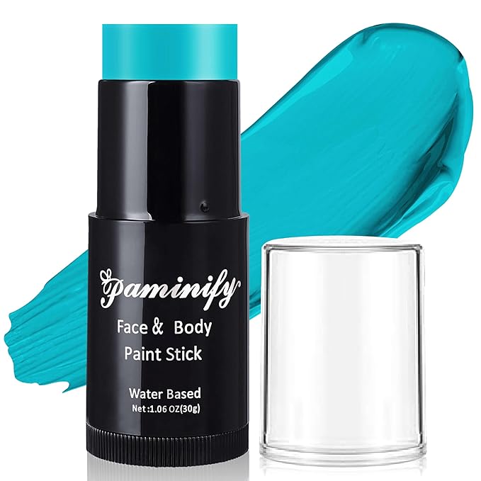 Teal Face Paint Stick,Water-Based Teal Body Paint Stick,Washable Face Painting for Women Costume,Halloween Professional SFX Makeup Paint for Cosplay ,1.06 OZ