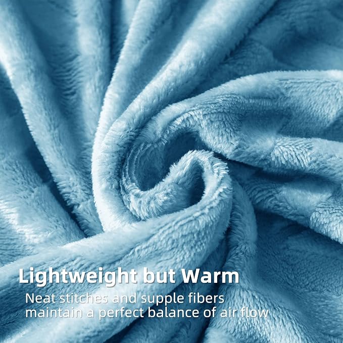 Whale Flotilla Flannel Fleece Fall Bed Blanket Twin Size, Stone Blue | Lightweight Breathable Soft Bedspread, Plush Fluffy Coverlet Chevron Design Decorative Blanket for Home Life, 60x80 Inch