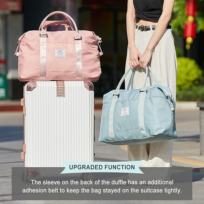 Travel Duffel Bag, Carry On Overnight Weekender Bags for Women | Travel Bag with Wet Pocket & Trolley Sleeve, For Spirit Airlines 18x14x8 Personal Item Bag