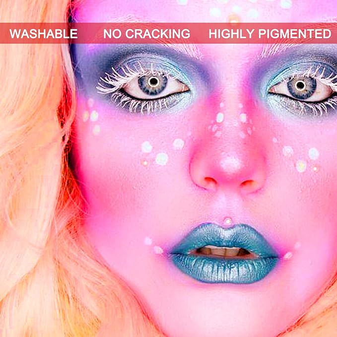 MEICOLY Pink Halloween Face Body Paint, 2.37Oz Large Tube Water Based Non-Toxic Body Paint for Adult Children,Highly Pigmented Face Painting for SFX Special Effects Cosplay Makeup
