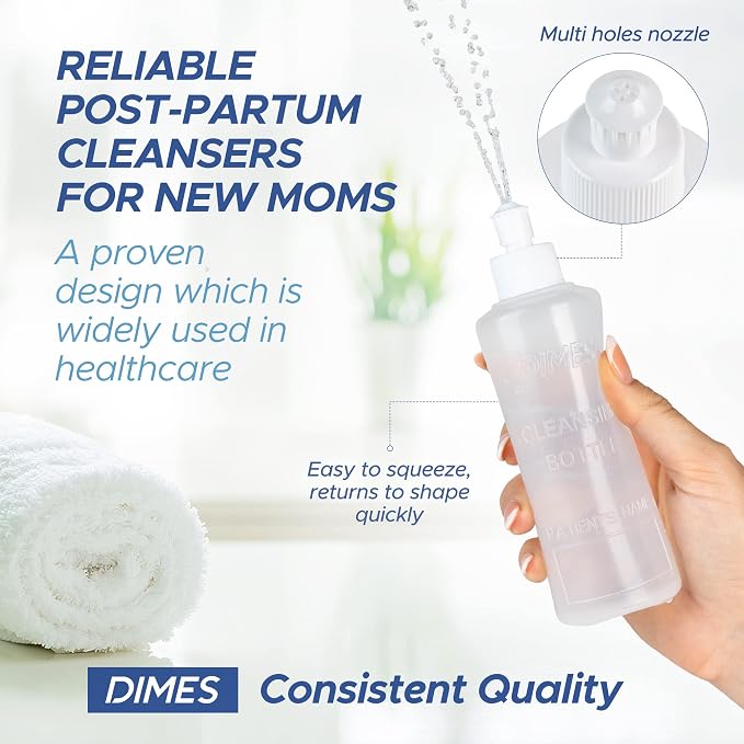 Dimes Peri Bottle Postpartum Essentials [3-Pack] – Portable Bidet Perineal Squirt Bottle – Feminine hygiene Essential