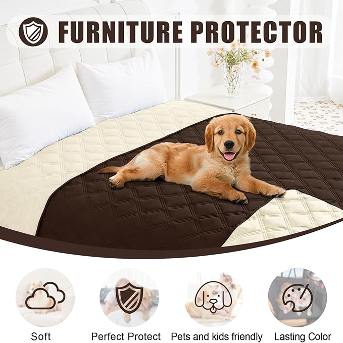 Smiry Waterproof Dog Bed Cover, Reversible Pet Blanket for Sofa Couch | Soft Washable Dog Blanket, Leakproof Couch Cover for Dogs Cats & Furniture Protection, 30x70, Chocolate/Beige