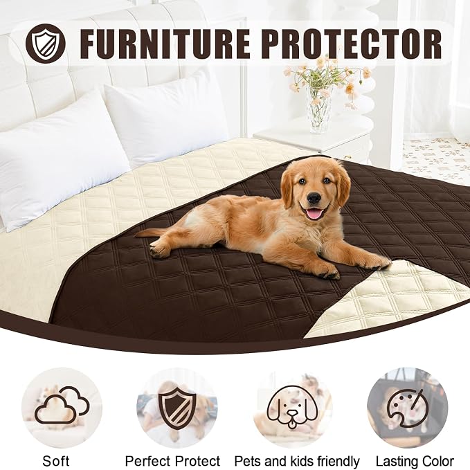 Smiry Waterproof Dog Bed Cover, Reversible Pet Blanket for Sofa Couch | Soft Washable Dog Blanket, Leakproof Couch Cover for Dogs Cats & Furniture Protection, 40x70, Chocolate/Beige