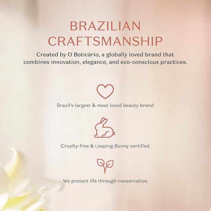 O Boticário Lily Gardenia Eau de Parfum - Long Lasting Perfume for Women - 2.5 oz / 75 ml, Premium Brazilian Floral Fragrance with Gardenia & Lily Notes, Luminous Signature Scent, Women's Perfume Gift