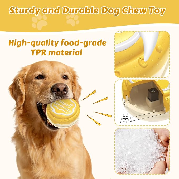 Dog Birthday Cake Toy Indestructible Squeaky Toys for Aggressive Chewers Outdoor Swimming Interactive Tough Chew Toys for Medium and Large Dogs