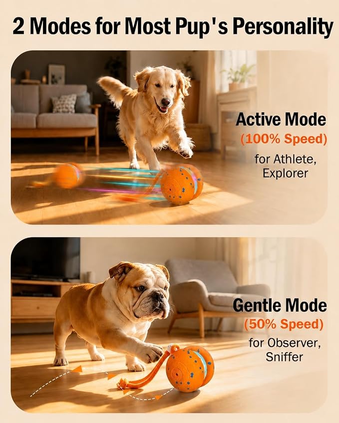 osou Interactive Dog Toy, Automatic Moving Dog Ball Toy with 2 Speed Modes | Random Rolling Path, Motion-Activated, Auto-off, Pet-Safe ETPU Shell, for Small Medium Large Dogs and Most Dog Personalities