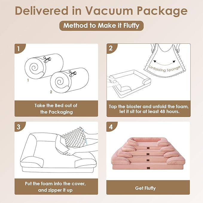 EHEYCIGA Orthopedic Small Dog Bed, Waterproof Memory Foam Washable Pet Beds | Non-Slip Bottom and Egg-Crate Foam Medium Pet Couch Bed with Washable Removable Cover, Dusty Pink