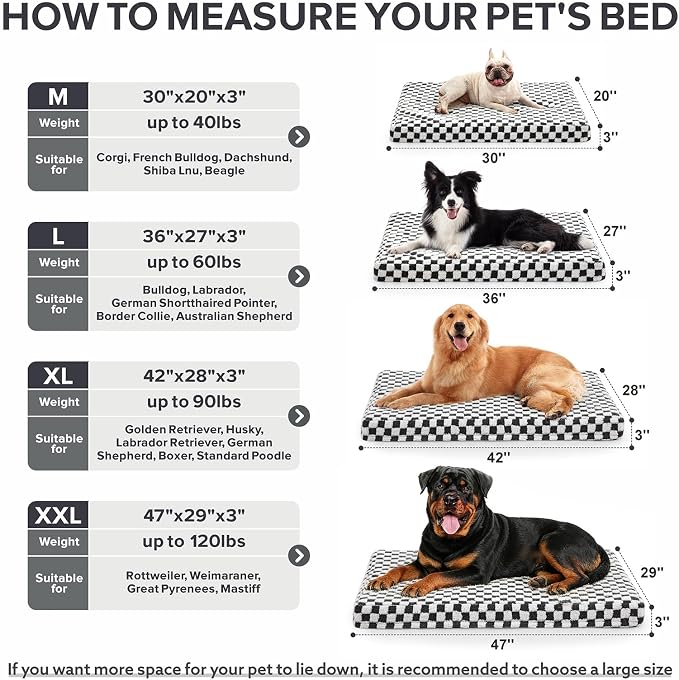 JOEJOY Dog Bed for Large Dogs, XLarge Orthopedic Dog Bed with Removable Washable Cover, Cute Modern Plush & Memory Egg Crate Foam Dog Bed, 42 x 28 inch, Grey