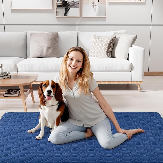 Smiry Reversible Waterproof Pet Couch Covers for Sofa | Washable Dog Couch Sofa Covers, Water Resistant Furniture Protector Slipcover, Geometric (30"x53", Navy/Blue)