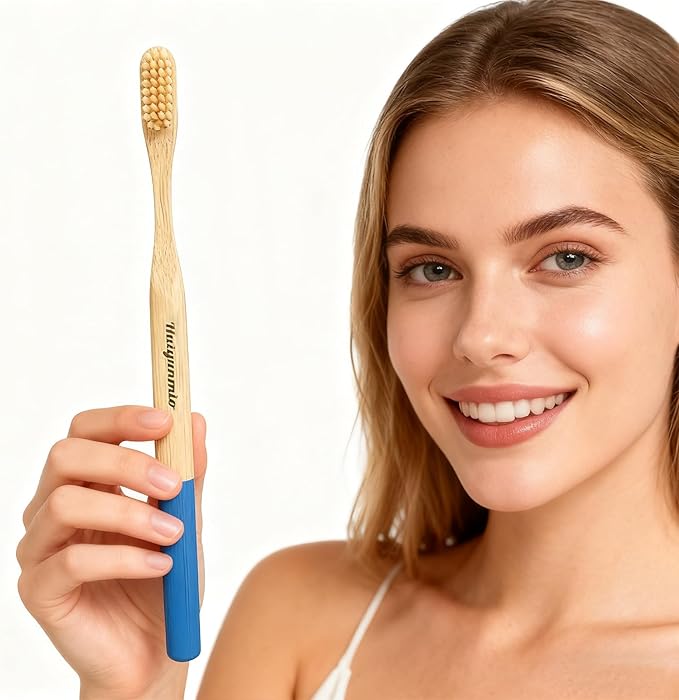 Huiyunmio 8 Pack Bamboo Toothbrushes - Soft Bristles, BPA Free, Eco-Friendly Natural Wooden Toothbrushes for Adults & Family, Zero Waste Compostable Handle