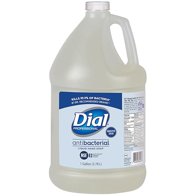 Dial Professional Sensitive Skin Antibacterial Liquid Hand Soap, 1 Gallon Refill, 128 Fl Oz