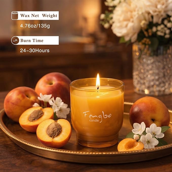 Bergamot Citrus Scented Candle, Decorative Colored Glass Jar with Natural Soy Wax, Aromatherapy Non Toxic with Essential Oil, Relaxing Candle Gifts for Women, Candles for Home Scented