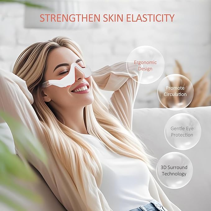 Under Eye Red Light Therapy Device, 4 Modes Red Light Therapy Glasses, Red 650NM Red Light Eye Mask for The Treatment of Eye Bags,Dark Circles, Periorbital Wrinkles and Rhytides