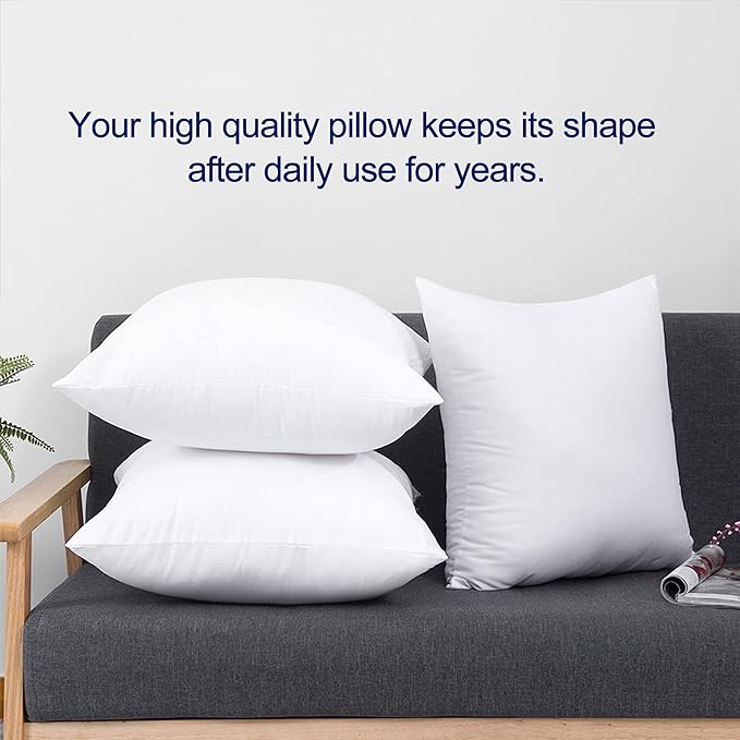HITO 26x26 Pillow Inserts (Set of 2)- 100% Cotton Covering Down Alternative Throw Pillows White for Couch Bed Sofa