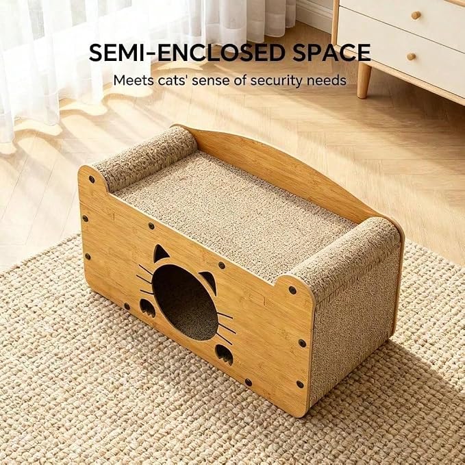 3-in-1 Scratcher Cat House – Save Your Furniture Combines Play Cave, Cozy Bed & Scratching Pad. Durable Cardboard, Reduces Stress. Ideal for Indoor Cats Who Love to Scratch, Play & Nap (FX-SFHXM)