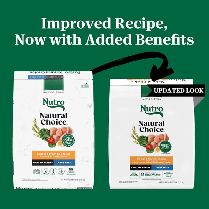Nutro Natural Choice Large Breed Adult Dry Dog Food, Chicken & Rice, 13 lb | Real chicken #1 ingredient, non-GMO, made in USA, no corn, wheat, soy, supports joints, digestion, immunity, skin & coat