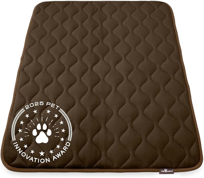 Paw Inspired Washable Padded Crate Mats for Dogs, Dark Brown, 47x29 Inch | Fits 48-inch Kennels, Leakproof, Waterproof Bottom, Plush Dog Pad, Pet Bed