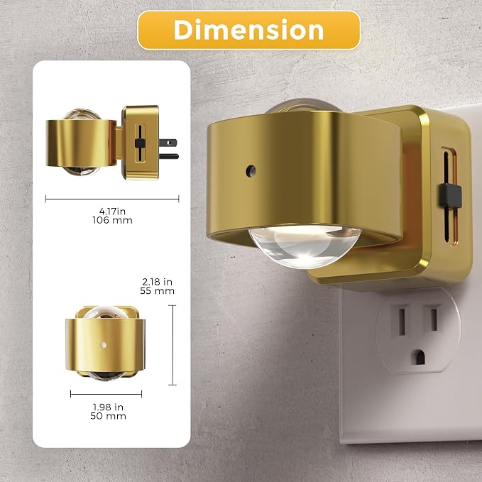 L LOHAS LED Night Light Projector, Night Lights Plug into Wall Light Sensor | Dusk to Dawn Sensor, Rotating Nightlight for Kids, Soft White Swivel Ambient Lighting for Bathroom, Gaming Room, Gifts,2 Pack