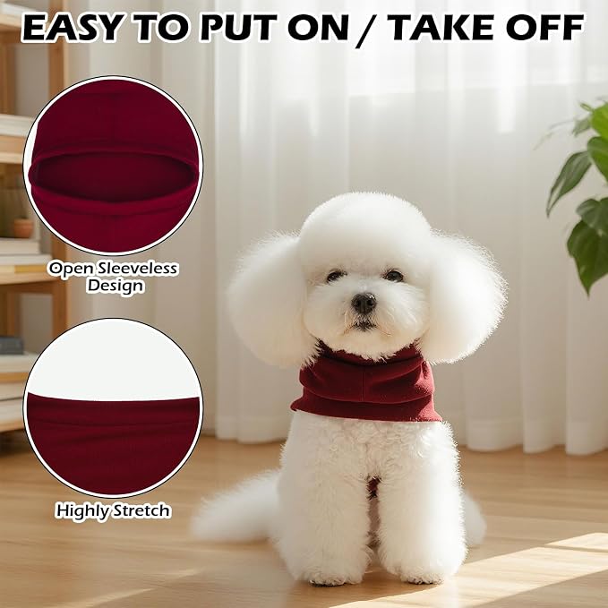 Cat Sweater Warm Fleece Pet Clothes for Cats Only | Soft Cat Vest Puppy Hoodie Coat, Fall Cold Winter Sweatshirt Pullover Clothing also for Small Dogs, Wine Red L