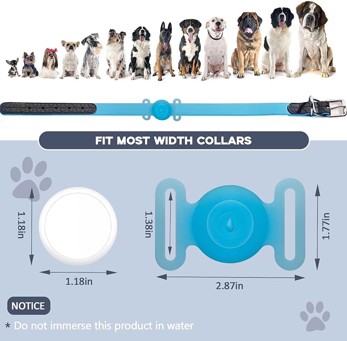 GPS Tracker for Dogs, Mini GPS Cat Tracker, IPX8 Waterproof GPS Trackers for Cats with Holder, No Monthly Fee, Work with Apple Find My(iOS Only), Smart Trackers for Dogs-YGBlue-2