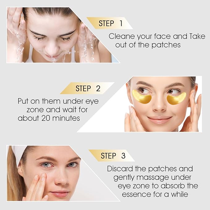Adofect 30 Paris Under Eye Patches 24k Gold Under Eye Mask for Puffy Eyes and Dark Circles, Under Eye Bags Treatment Collagen Gel Pads for Beauty & Personal Care, Gold